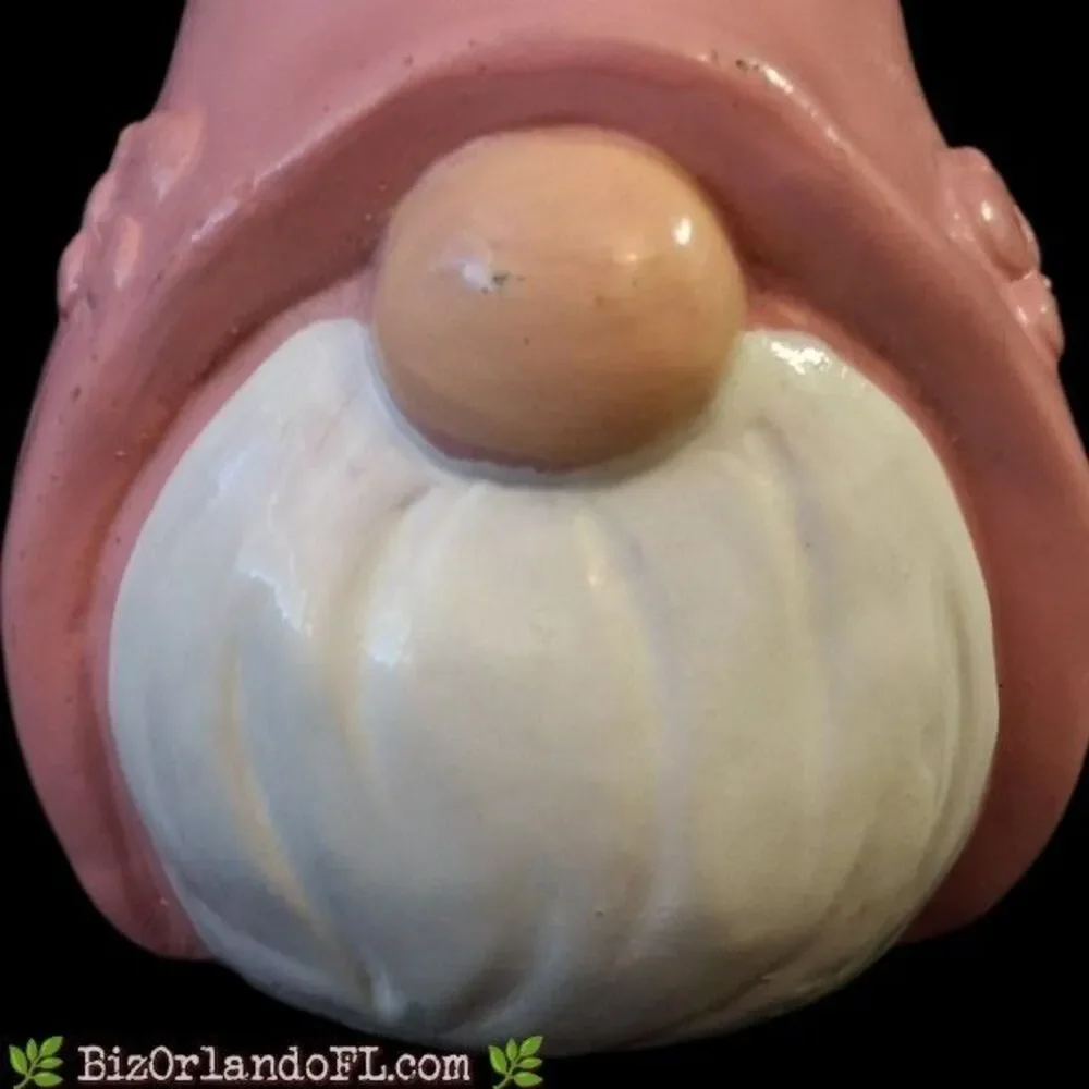 HOME DECOR: Fairly Garden Pink & White Gnome Ceramic Statue Figurine 5” Tall HTF